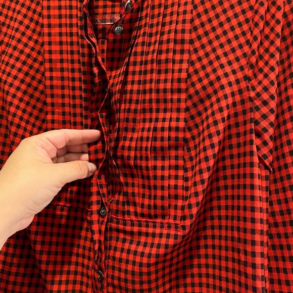 J. Crew Factory Drapey Buffalo Check Tuxedo Top XXS - Picture 4 of 9